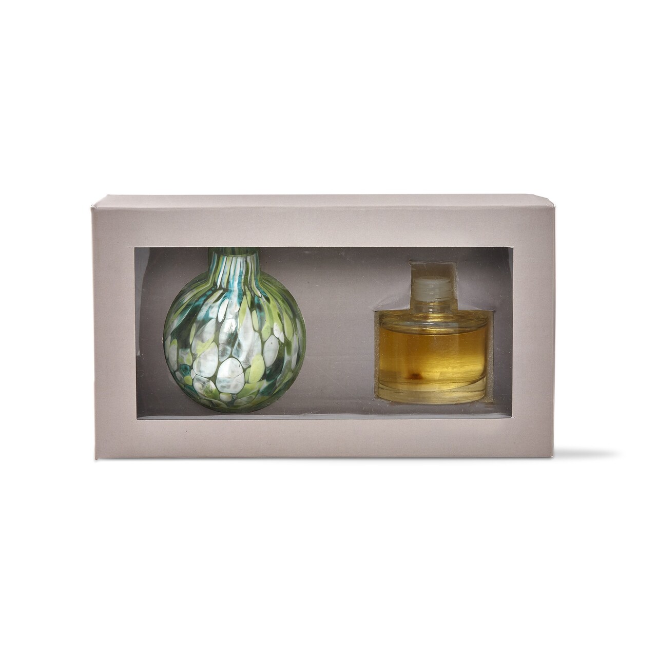 Magnolia & Musk Reed Diffuser - Aromatherapy Home Fragrance for Everyday Use - Green Glass Design - 4x11x6 Inches